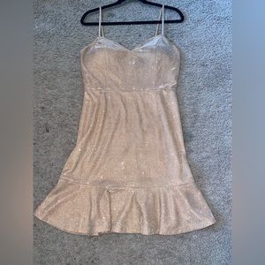 Sparkle spaghetti strap plunge fitted dress